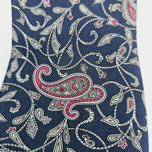 Christian Dior Tie Blue Pink Grey Paisley Print USA Made All Silk Designer Gift - Picture 4 of 8